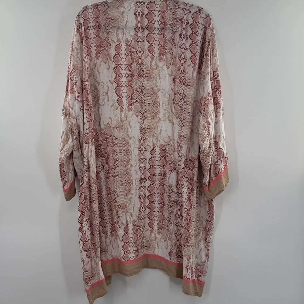 3For$20 Pink and Tan Snake Print Kimono size XXL